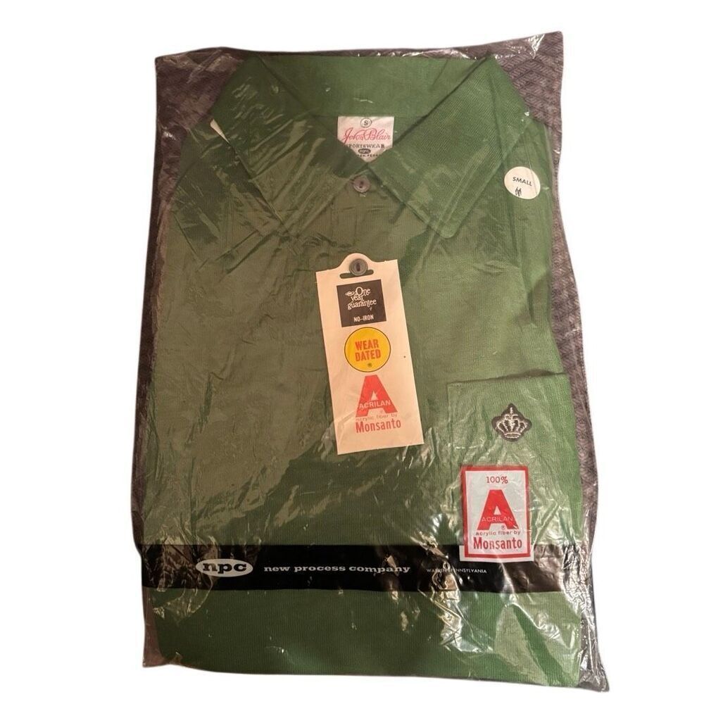 John Blair New Process Company Vintage Size Small Green Polo Shirt *New*